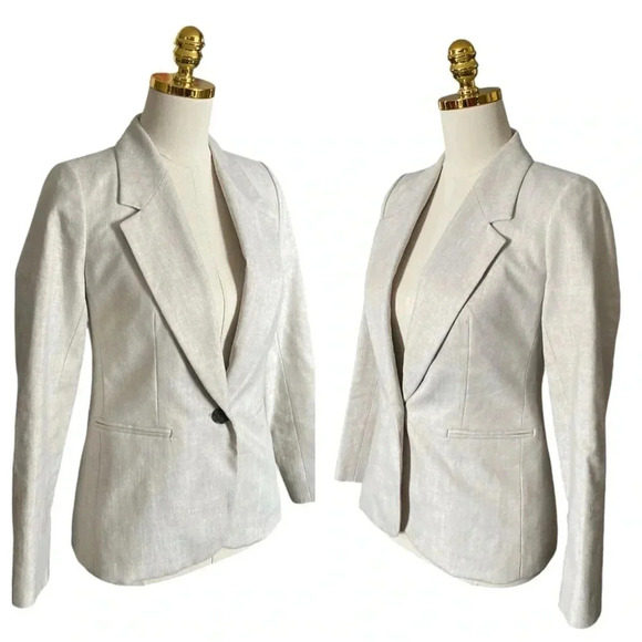 J. CREW Ivory Office Siren Blazer in Stretch Linen Blend Size 00 Corpcore - Picture 10 of 16